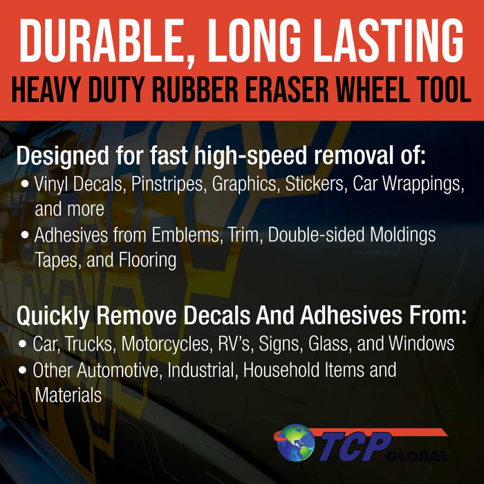 Rubber Eraser Wheel with Drill Adapter (2 Pack) - 4" Knobby Slotted Edge Pad - Decal Remover Wheel - Sticker Remover Tool - Removes Adhesives on Car, Auto, Boat, RV & Signs