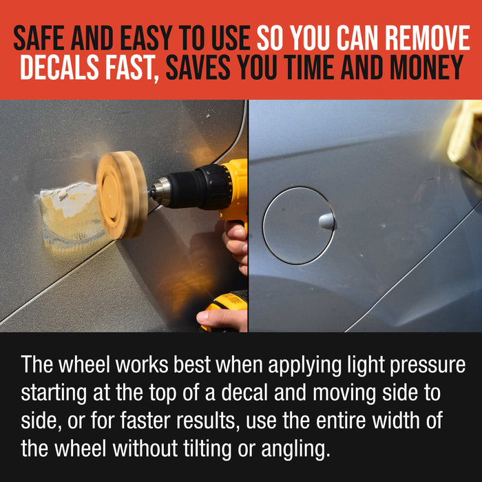 Rubber Eraser Wheel with Drill Adapter (2 Pack) - 4" Knobby Slotted Edge Pad - Decal Remover Wheel - Sticker Remover Tool - Removes Adhesives on Car