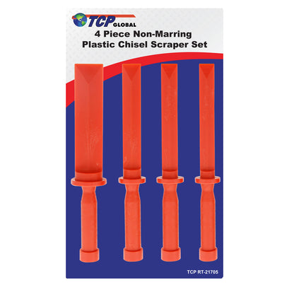 4 Piece Non-Marring Plastic Chisel Scraper Set - 3/4", 7/8", 1", 1-1/2" Wide, Length 11"