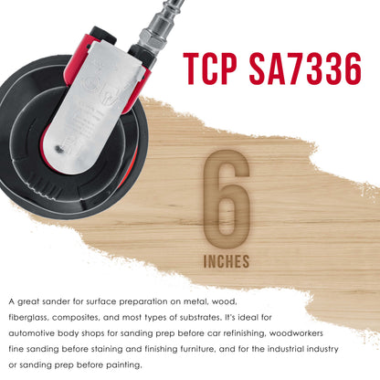 Professional Heavy Duty 6" Dual-Action Random Orbit Air Palm Sander with Both PSA and Hook & Loop Backing Pads - Orbital Pneumatic Sanding Disc Sander