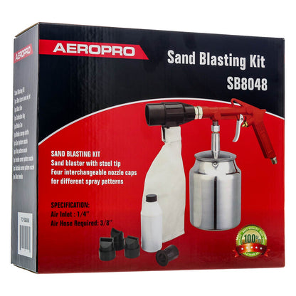 Sand Blaster Gun Kit with Recovery System, Air Compressor Sandblaster Tool, Abrasive Included - For Cleaning Metal, Wood, Surface Prep, Rust Removal