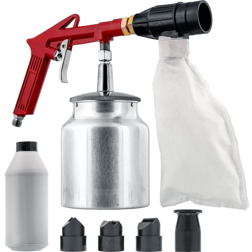 Sand Blaster Gun Kit with Recovery System, Air Compressor Sandblaster Tool, Abrasive Included - For Cleaning Metal, Wood, Surface Prep, Rust Removal