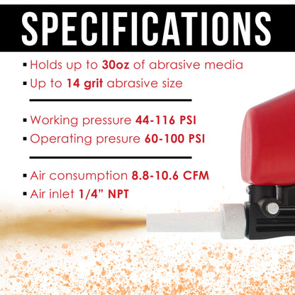 Gravity Feed Sand Blaster Gun Kit - Portable Air Compressor Sandblaster, 2 Ceramic Nozzles & Regulator - Abrasive Media & Soda Blaster - Rust, Metal