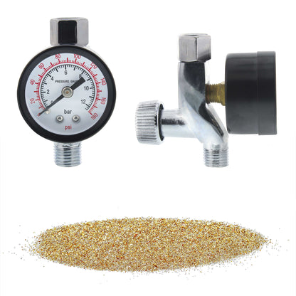 Gravity Feed Sand Blaster Gun Kit - Portable Air Compressor Sandblaster, 2 Ceramic Nozzles & Regulator - Abrasive Media & Soda Blaster - Rust, Metal