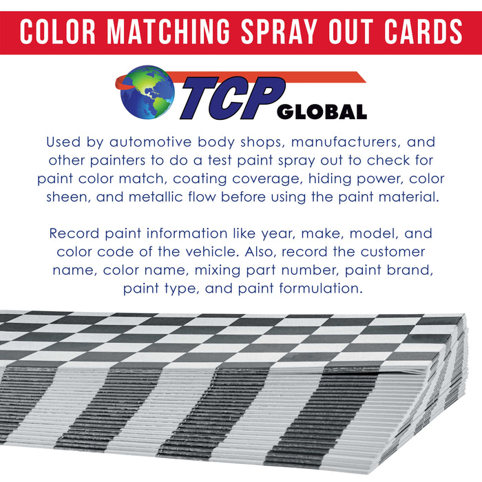 TCP Global Paint Color Matching Spray Out Cards (Pack of 100) - Checkered Test Panels for Coating Coverage, Hiding Power, Sheen, Automotive, Bodyshop