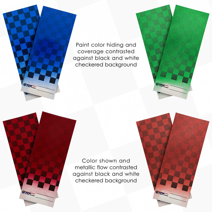 TCP Global Paint Color Matching Spray Out Cards (Pack of 100) - Checkered Test Panels for Coating Coverage, Hiding Power, Sheen, Automotive, Bodyshop