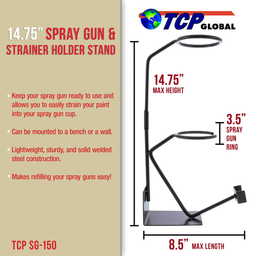 Gravity Feed Paint Spray Gun Stand with Strainer Holder HVLP Wall or Bench Mount (colors may vary)