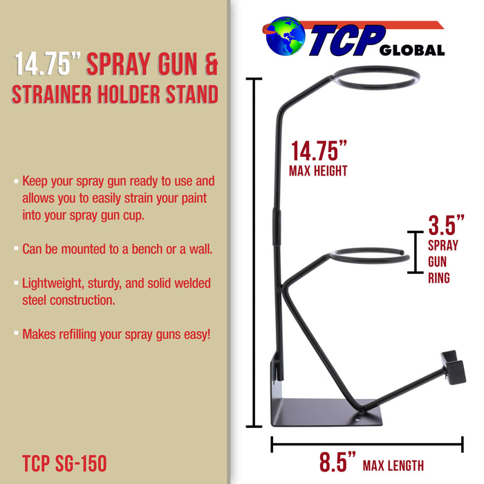 Gravity Feed Paint Spray Gun Stand with Strainer Holder HVLP Wall or Bench Mount (colors may vary)