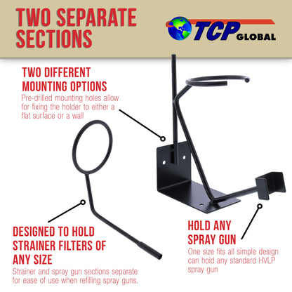Gravity Feed Paint Gun Holder - Wall or Bench Mount, HVLP Spray Gun Holder