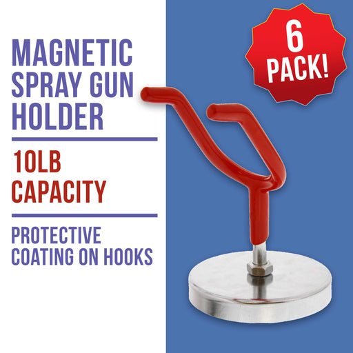 Magnetic Paint Spray Gun Holder Stand for Gravity Feed HVLP Booth Cup Body Shop Wall (Pack of 6)