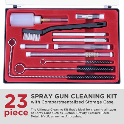 23 Piece Airbrush Cleaning Kit with Case - Paint Gun Cleaning Kit, Air Tools, Detail & Gravity Feed Airbrush Cleaner, Automotive Spray Gun Cleaner