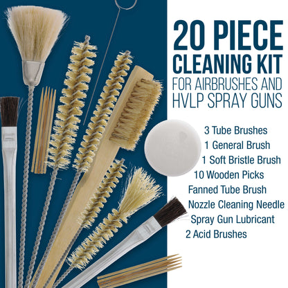 20 Piece Spray Gun Cleaning Kit for HVLP Air Tool Paint Gravity Detail Airbrush Parts