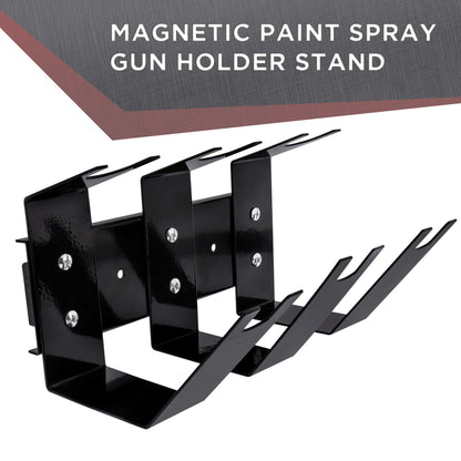 Magnetic Paint Spray Gun Holder Stand, Holds 3 Gravity Feed HVLP Guns - Attach Spray Booth Wall, Mix Room, Workstation Cabinet, Body Shop