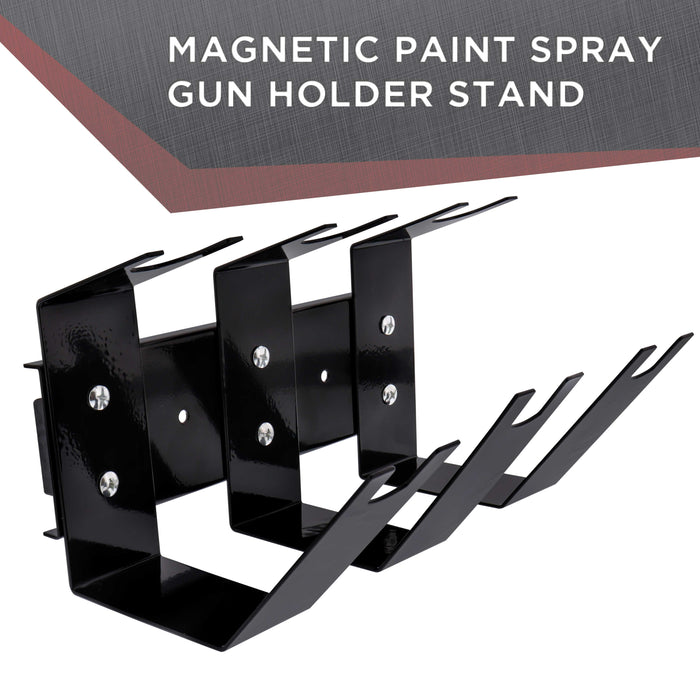 TCP Global Magnetic Paint Spray Gun Holder Stand, Holds 3 Gravity Feed HVLP Guns - Attach Spray Booth Wall, Mix Room, Workstation Cabinet, Body Shop