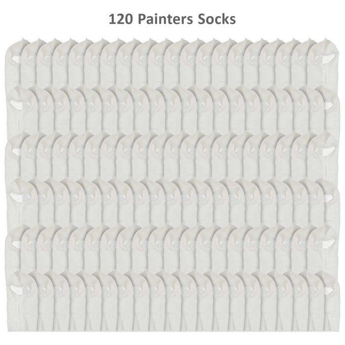 Painters Spray Socks, Universal Fit (Case of 120) - Snug Soft Stretch Cotton Hood Mask - Protection from Paint Over-Spray, Sanding Dust, Dirt Debris