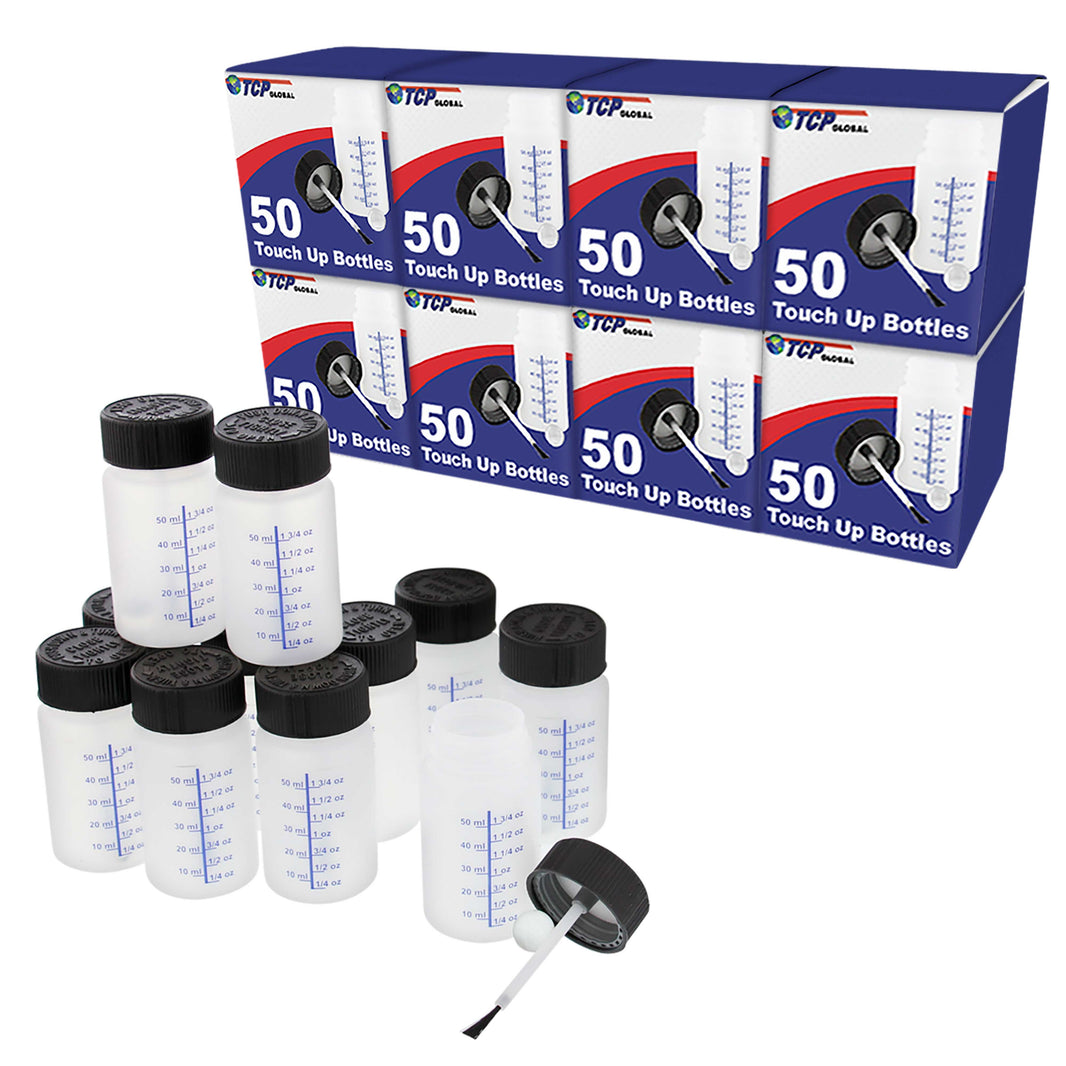 2-Ounce Paint Touch-Up Bottles with Safety Lids (Box of 400), Mixing Ball, and Applicator Brush - 60ml Fluid Capacity for Auto, Car, and Craft