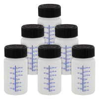 2-Ounce Paint Touch-Up Bottles with Safety Lids (6 Pack), Mixing Ball, and Applicator Brush - 60ml Fluid Capacity for Auto, Car, and Craft Projects