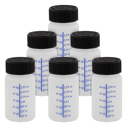 2-Ounce Paint Touch-Up Bottles with Safety Lids (6 Pack), Mixing Ball, and Applicator Brush - 60ml Fluid Capacity for Auto, Car, and Craft Projects