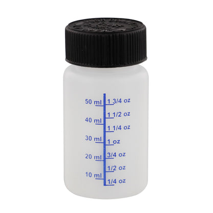 2-Ounce Paint Touch-Up Bottles with Safety Lids (Box of 50), Mixing Ball, and Applicator Brush - 60ml Fluid Capacity for Auto, Car, and Craft Projects