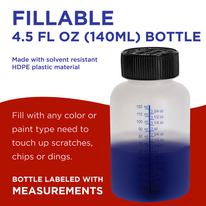 4.5-Ounce Paint Touch-Up Bottles with Safety Lids (Box of 72), Mixing Ball, and Applicator Brush - 140ml Fluid Capacity for Auto, Car, and Craft