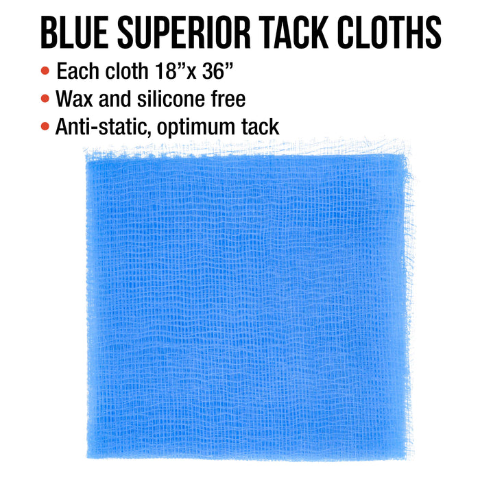 Pure Blue Superior Tack Cloths - Tack Rags (Case of 144) - Automotive Car Painters Grade - Removes Dust, Sanding Particles, Cleans Surfaces