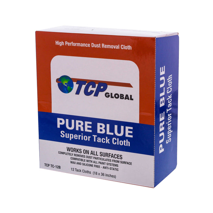 Pure Blue Superior Tack Cloth, 12-Pack, Automotive & Woodworking, Dust/Stain/Paint Rags, Tac Cloth for Autobody