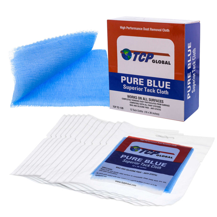 Pure Blue Superior Tack Cloth, 12-Pack, Automotive & Woodworking, Dust/Stain/Paint Rags, Tac Cloth for Autobody