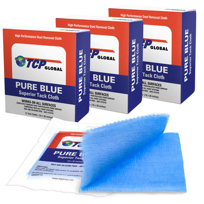 Pure Blue Superior Tack Cloths - Tack Rags (Box of 36) - Automotive Car Painters Professional Grade - Removes Dust, Sanding Particles, Cleans