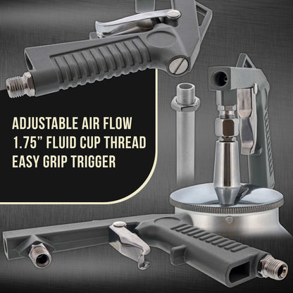 Air Undercoating Spray Gun with Suction Feed Cup - Pneumatic Automotive Sprayer for Applying Sprayable Bed Liner Coating, Rubberized Truck