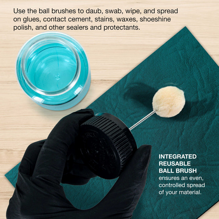 72-Pack Wool Daubers with Clear Plastic Bottles, 4 oz. (120 ml) - Safety Lids, Applicator Ball Brushes for Leather Dye, Dyeing, Painting, Gluing, DIY Arts and Crafts, Contact Cement