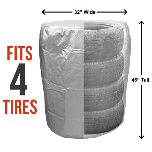 Seasonal Tire Storage Bag - Dustproof Protective Polyester Cover with Drawstring - Holds 4 tires up to 32" Diameter