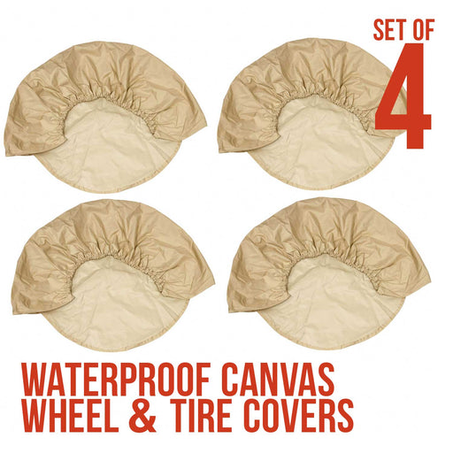 Set of 4 Oxford Waterproof Canvas Wheel Tire Covers, Fits from 27" up to 29" Diameter Tire Sizes