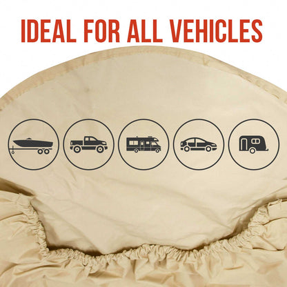 Set of 4 Oxford Canvas Wheel Tire Covers for RV, Truck & Trailer, 27"-29" Diameter