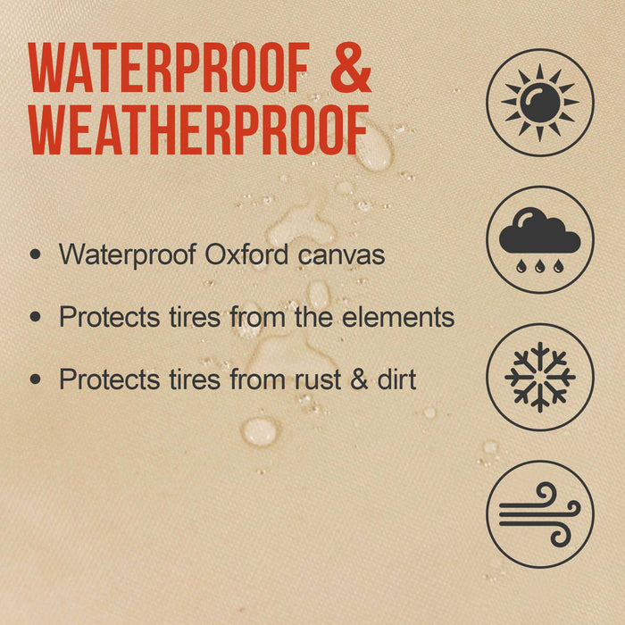 Set of 4 Oxford Waterproof Canvas Wheel Tire Covers, Fits from 27" up to 29" Diameter Tire Sizes