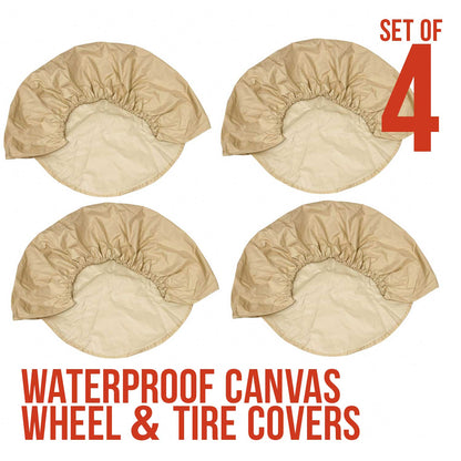 Set of 4 Oxford Canvas Wheel Tire Covers for RV, Truck & Trailer, 30"-32" Diameter
