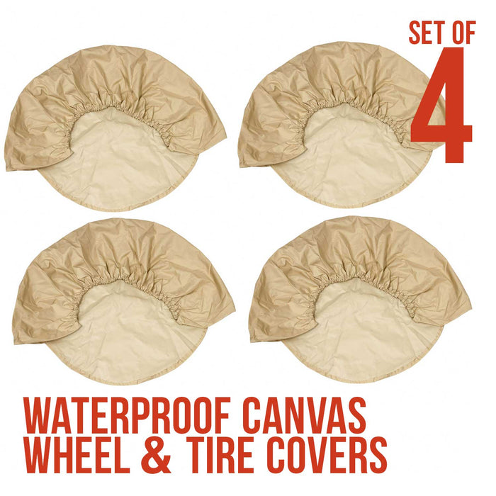 Set of 4 - Oxford Waterproof Canvas Wheel Tire Covers, Fits from 30" up to 32" Diameter Tire Sizes