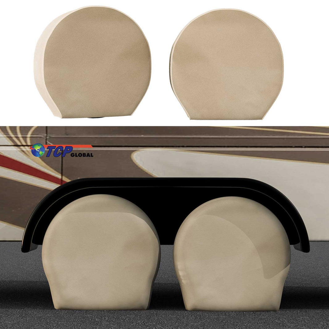 Set of 4 Oxford Canvas Wheel Tire Covers for RV, Truck & Trailer, 30"-32" Diameter