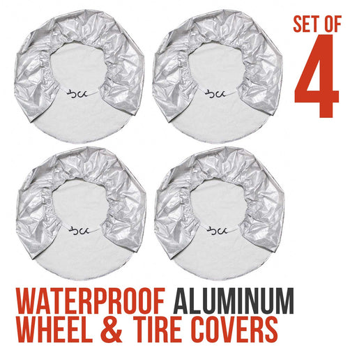 Set of 4 - Waterproof Aluminum Film Tire Protector with Cotton Lining & Straps , fits tire diameters 27" to 29"