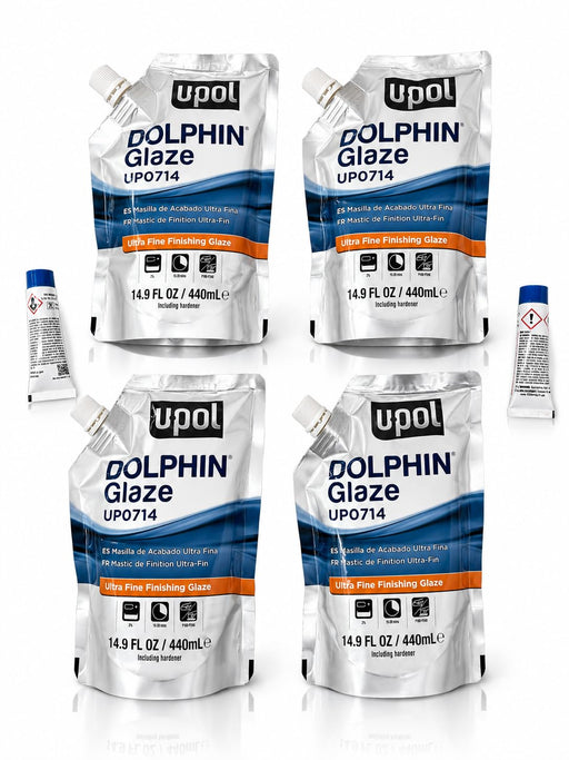 Dolphin Glaze Brushable Very Fine Finishing Stopper, Turquoise, 440ml Filler Bag, 4 Pack