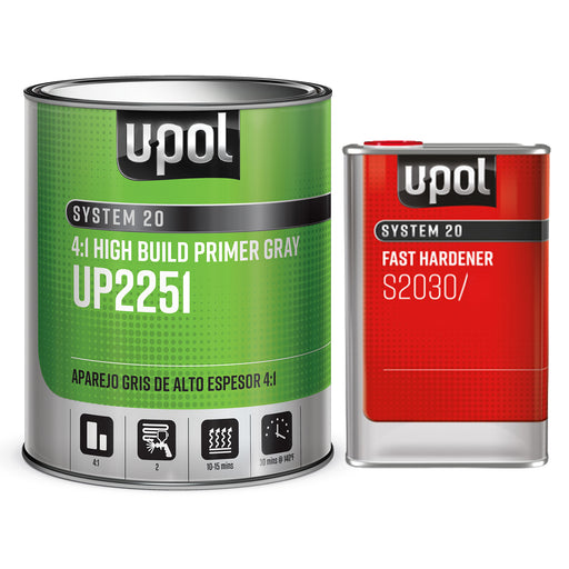 2K High Build Primer Kit, Fast Dry 4:1, Gray, S2025, 1 Liter