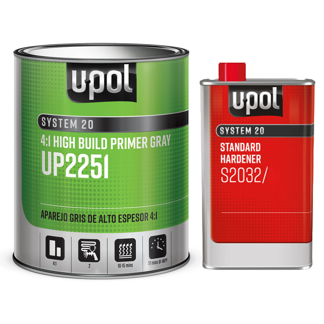 2K High Build Primer Kit, Standard Dry 4:1, Gray, S2025, 1 Liter