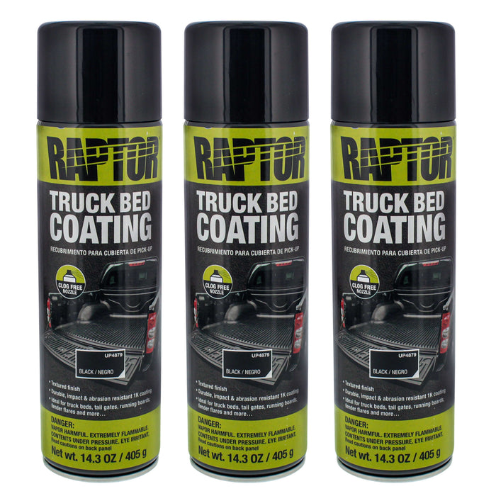 Raptor Black Truck Bed Coating 14.3 Ounce Aerosol Can (Pack of 3)