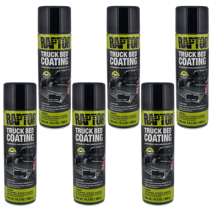 Raptor Black Truck Bed Coating 14.3 Ounce Aerosol Can (Pack of 6)