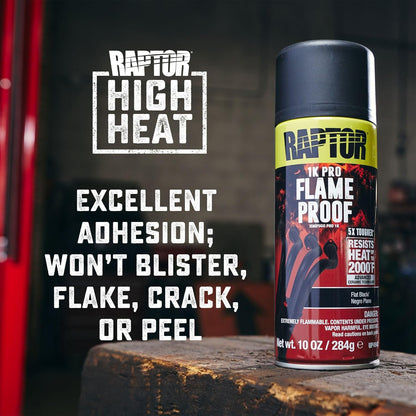 Flameproof Automotive Body Paint, Professional Grade, Extra Tough Protective Spray Paint For High Heat, Flat Black
