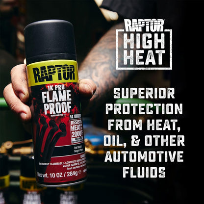 Flameproof Automotive Body Paint, Professional Grade, Extra Tough Protective Spray Paint For High Heat, Flat Black