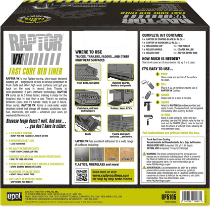 RAPTOR VX Fast Cure Truck Bed Liner Kit,1 US Gallon
