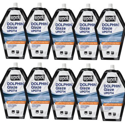 Dolphin Glaze Brushable Very Fine Finishing Stopper, Turquoise, 440ml Filler Bag, 10 Pack