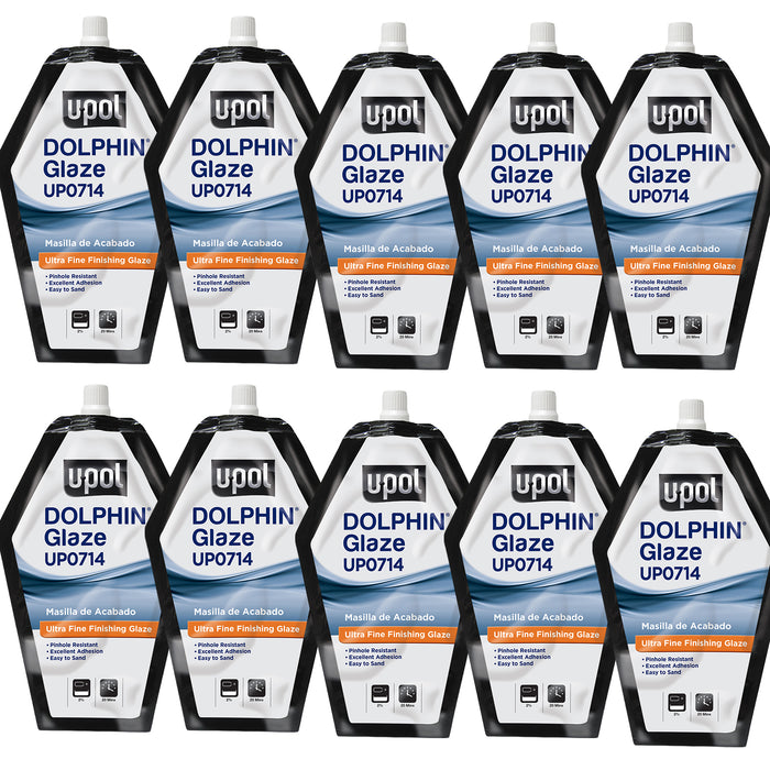 Dolphin Glaze Brushable Very Fine Finishing Stopper, Turquoise, 440ml Filler Bag, 10 Pack