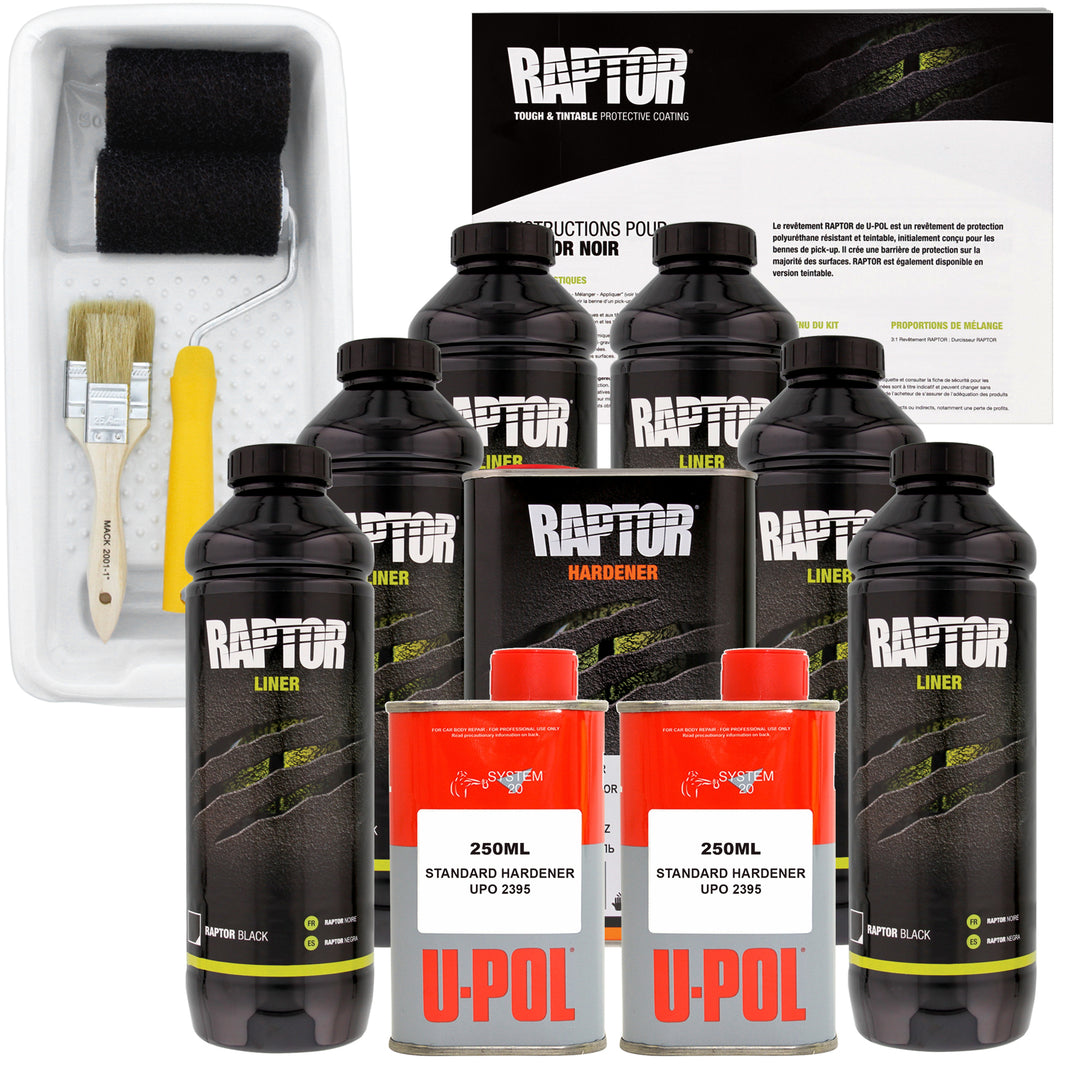Black - U-POL Urethane Roll-On Truck Bed Liner Kit with included Roller, Tray & Brush, 6 Quarts