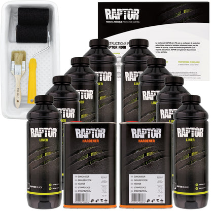 Black - U-POL Urethane Roll-On Truck Bed Liner Kit with included Roller, Tray & Brush, 8 Quarts